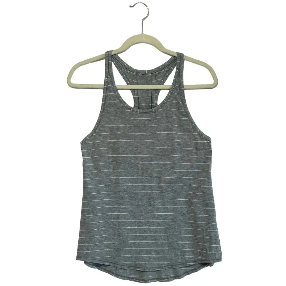 Lululemon Yogi Everyday Tank Top Women's Sz 4 Soft Serve Striped Gray Racerback